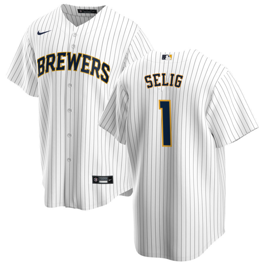 Nike Men #1 Bud Selig Milwaukee Brewers Baseball Jerseys Sale-White